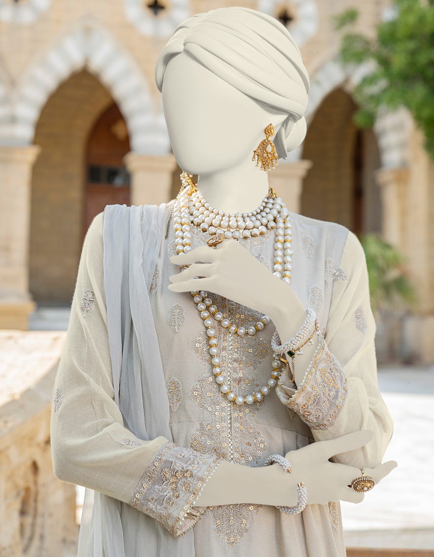 Beige Cotton Net 3 Piece Stitched Dress | Jjpw-S-Jps-24-3925