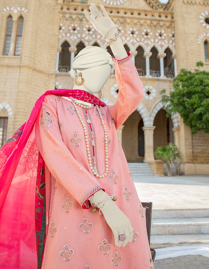 Peach Khaddi 3 Piece Stitched Dress | Jjpw-S-Jps-24-3927