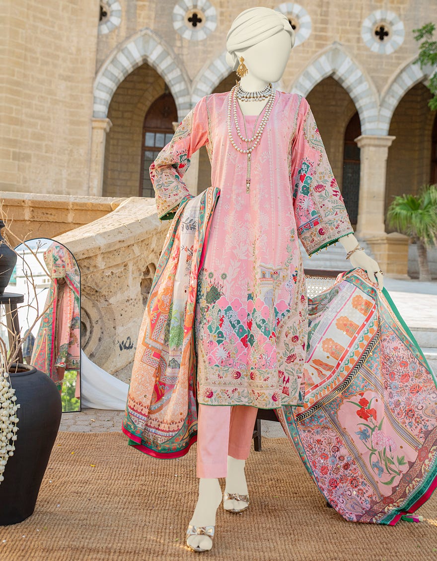 Pink Khaddi 3 Piece Stitched Dress | Jjpw-S-Jps-24-3930