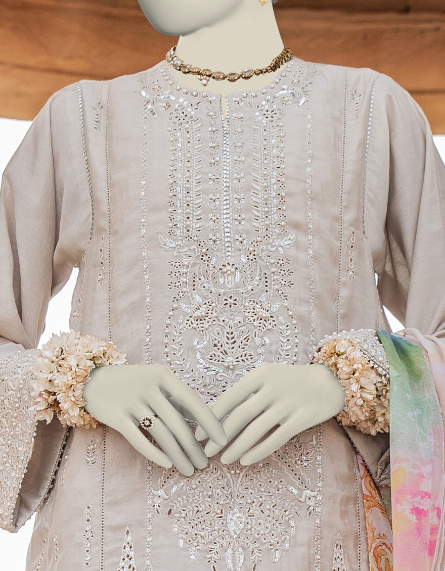 Beige Paper Cotton Stitched 3 Piece | Jjpw-S-Jps-24-3932