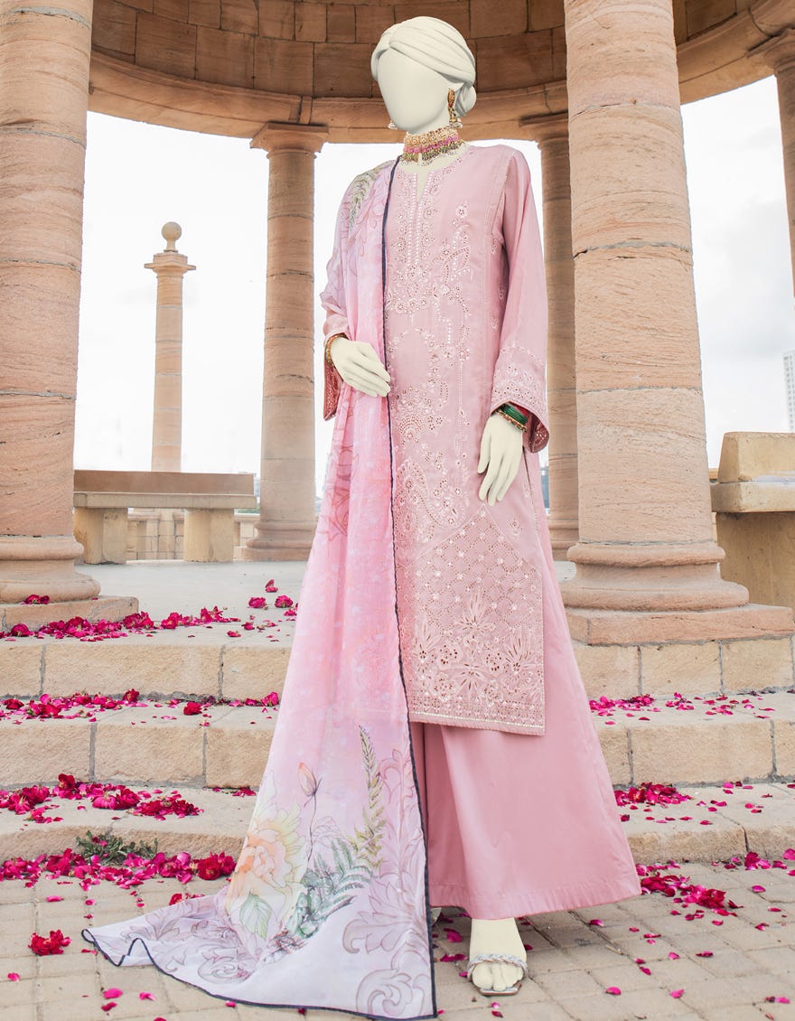 Pink Paper Cotton Stitched 3 Piece | Jjpw-S-Jps-24-3933