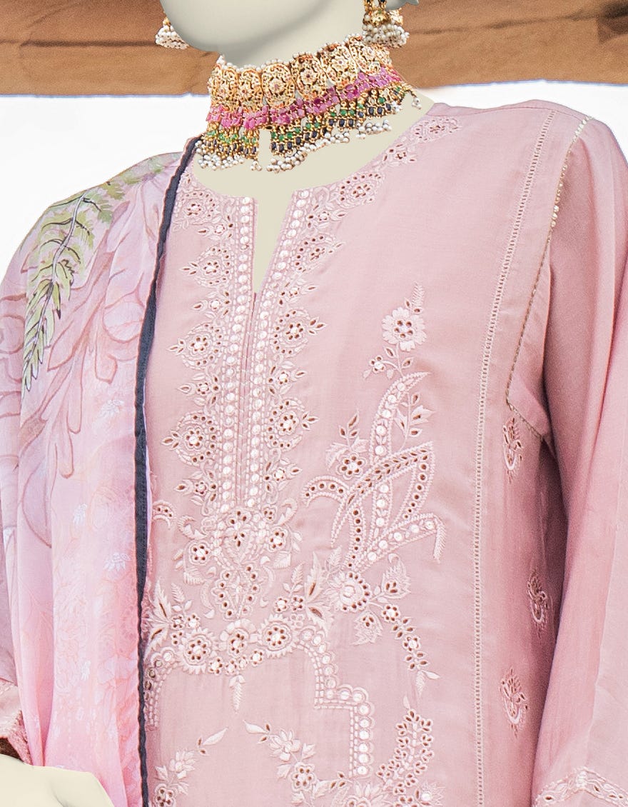 Pink Paper Cotton Stitched 3 Piece | Jjpw-S-Jps-24-3933