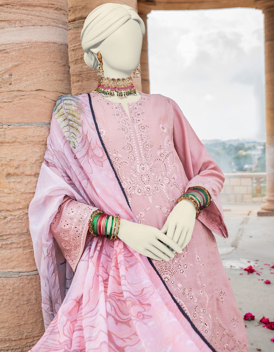 Pink Paper Cotton Stitched 3 Piece | Jjpw-S-Jps-24-3933