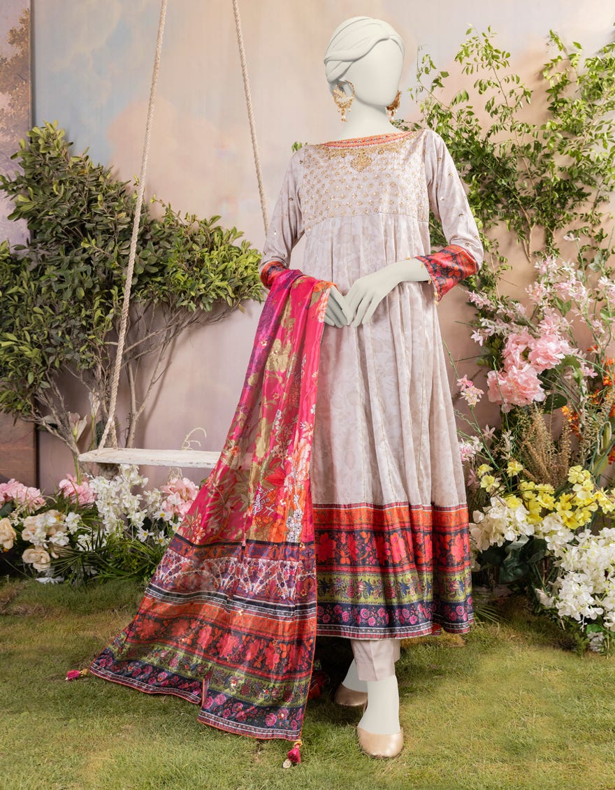 Multicolor Silk 3 Piece Embroidered Stitched | Jjpw-S-Jps-24-3939