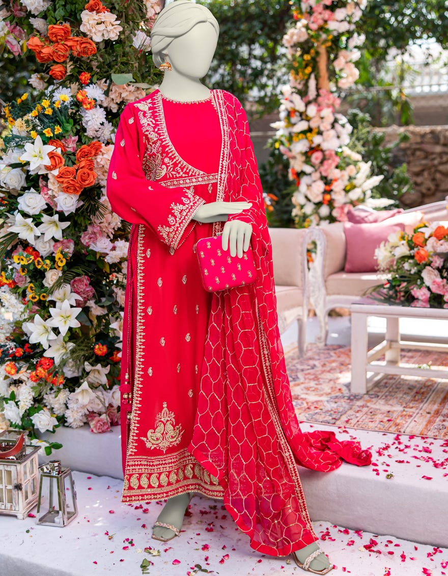 PINK PAPER COTTON EMBROIDERED 3PC STITCHED