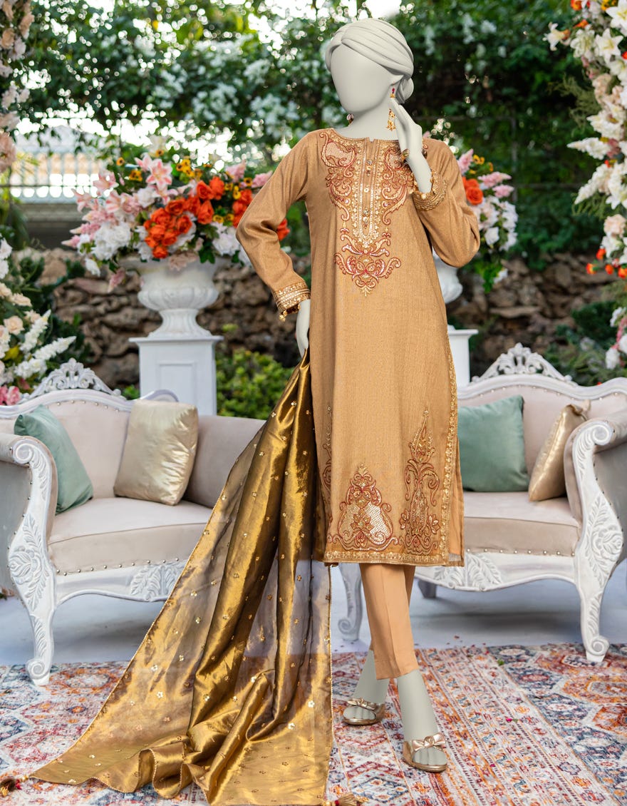 COPPER KHADDI EMBROIDERED 3PC STITCHED