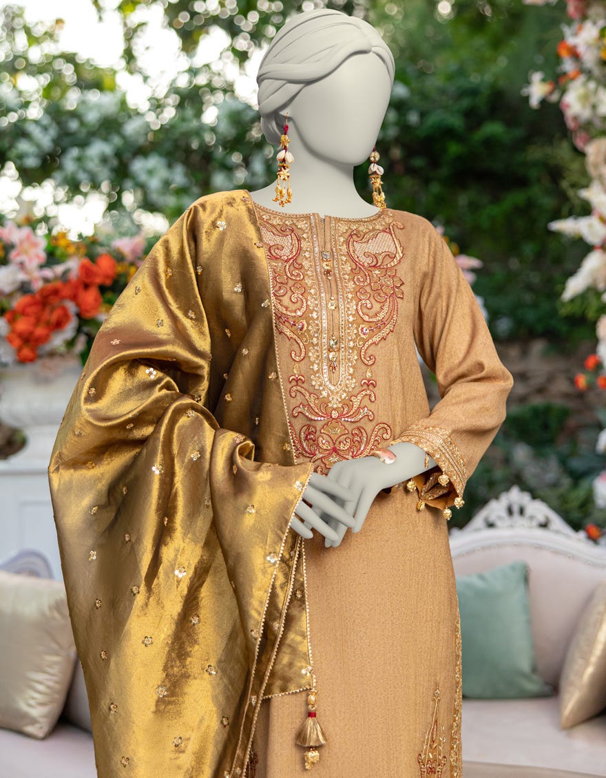 COPPER KHADDI EMBROIDERED 3PC STITCHED