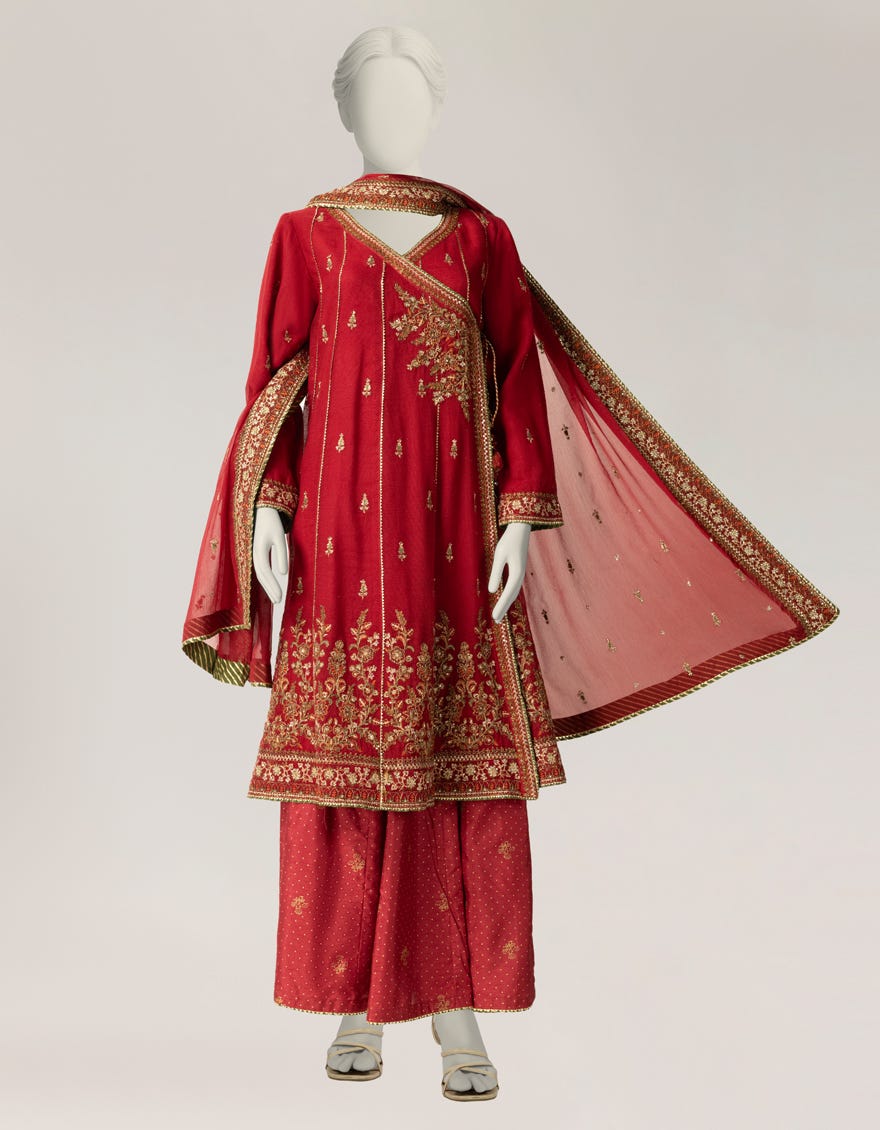 MAROON KHADDI EMBROIDERED STITCHED 3PC