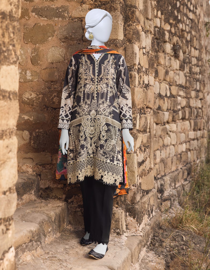 Black Unstitched 3 Piece | Jlawn-S-Jpus-23-511