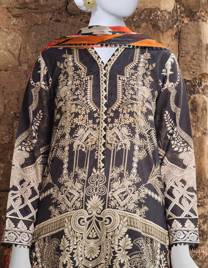 Black Unstitched 3 Piece | Jlawn-S-Jpus-23-511