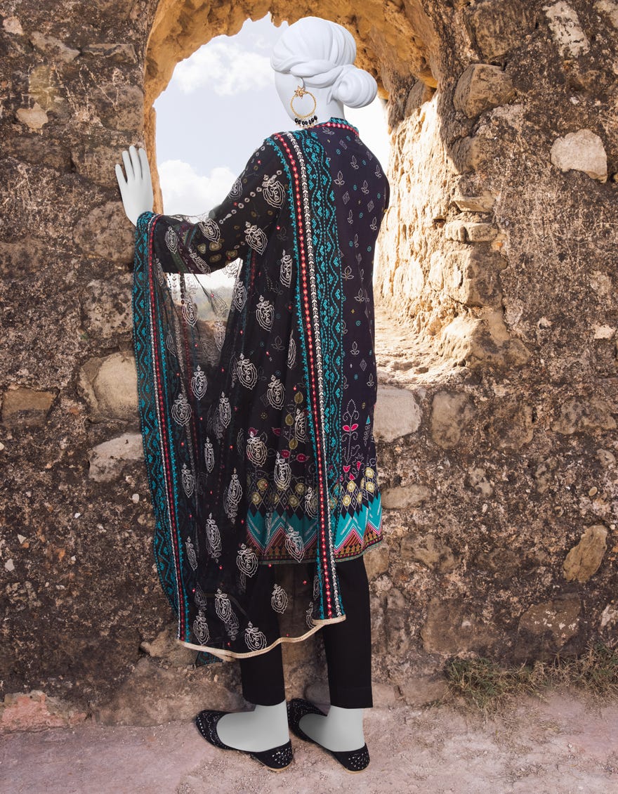 Black Lawn Unstitched 3 Piece Dress | Jjls-S-Jpus-23-529