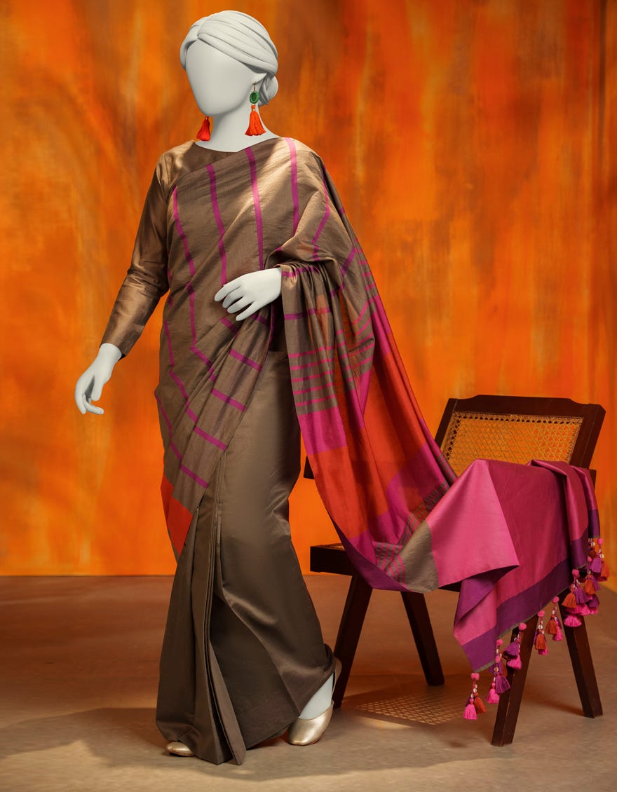MULTICOLOR VISCOSE YARN DYED SAREE