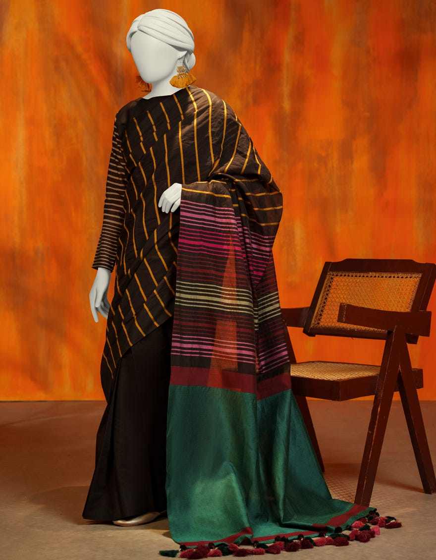 MULTICOLOR VISCOSE YARN DYED SAREE