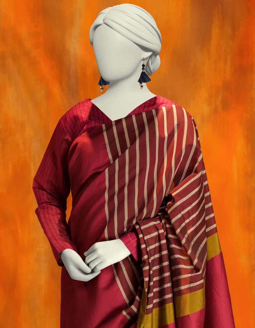 MULTICOLOR VISCOSE YARN DYED SAREE