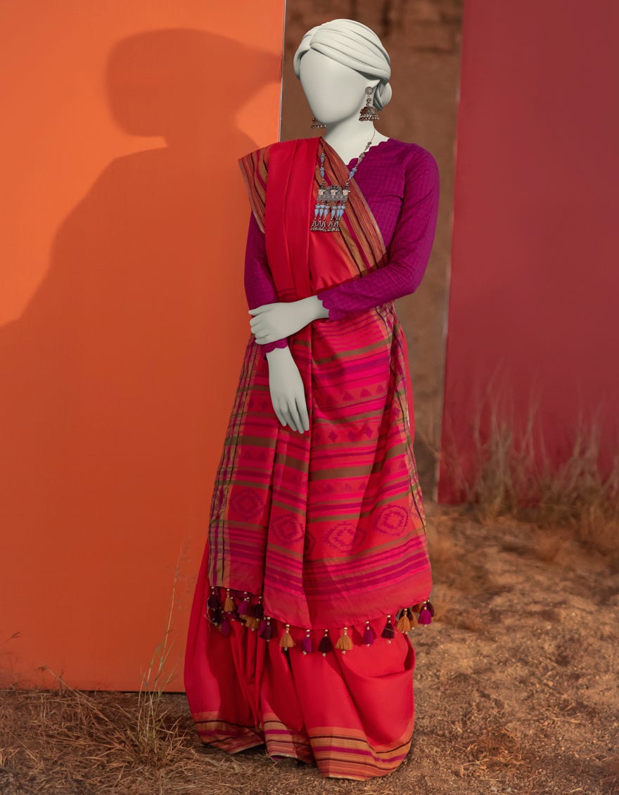 MULTICOLOR HANDWOVEN DYED SAREE | JSR-S-25-504