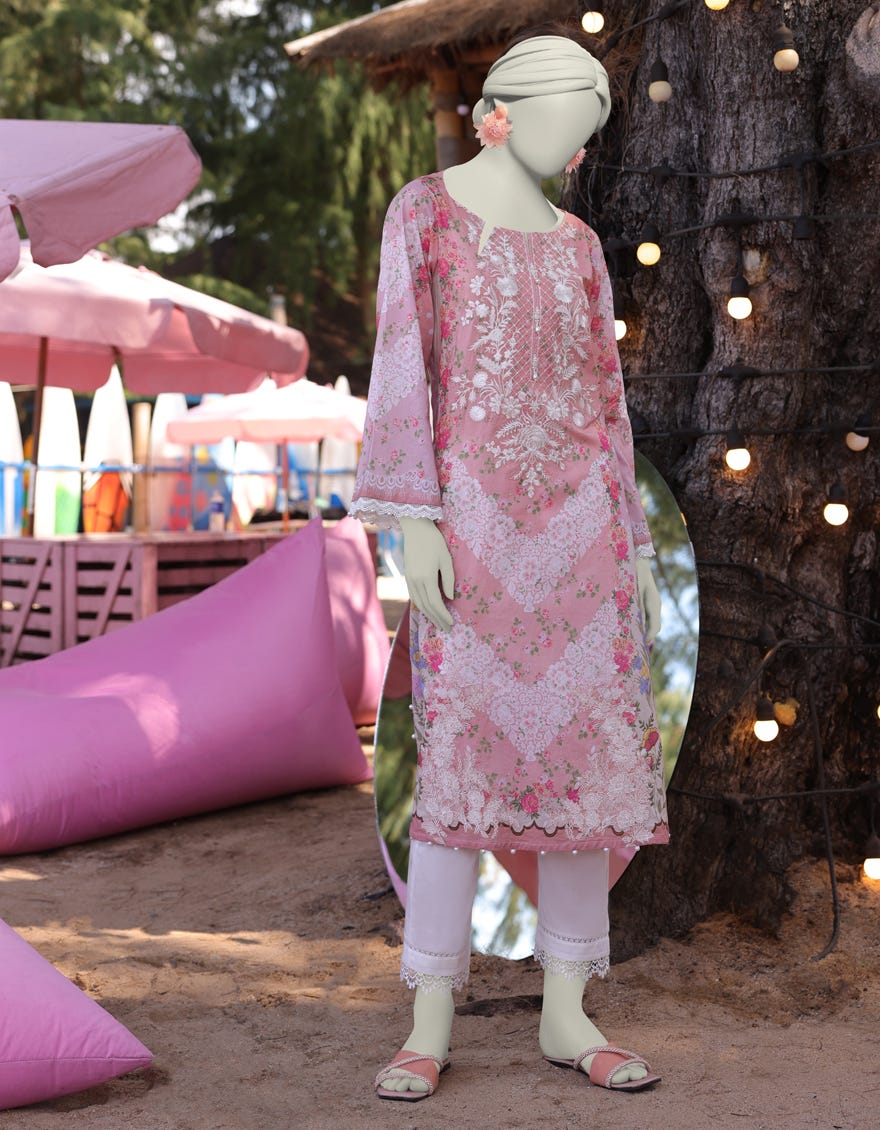 PEACH LAWN EMBROIDERED KURTI | JJLK-S-JSS-25-347