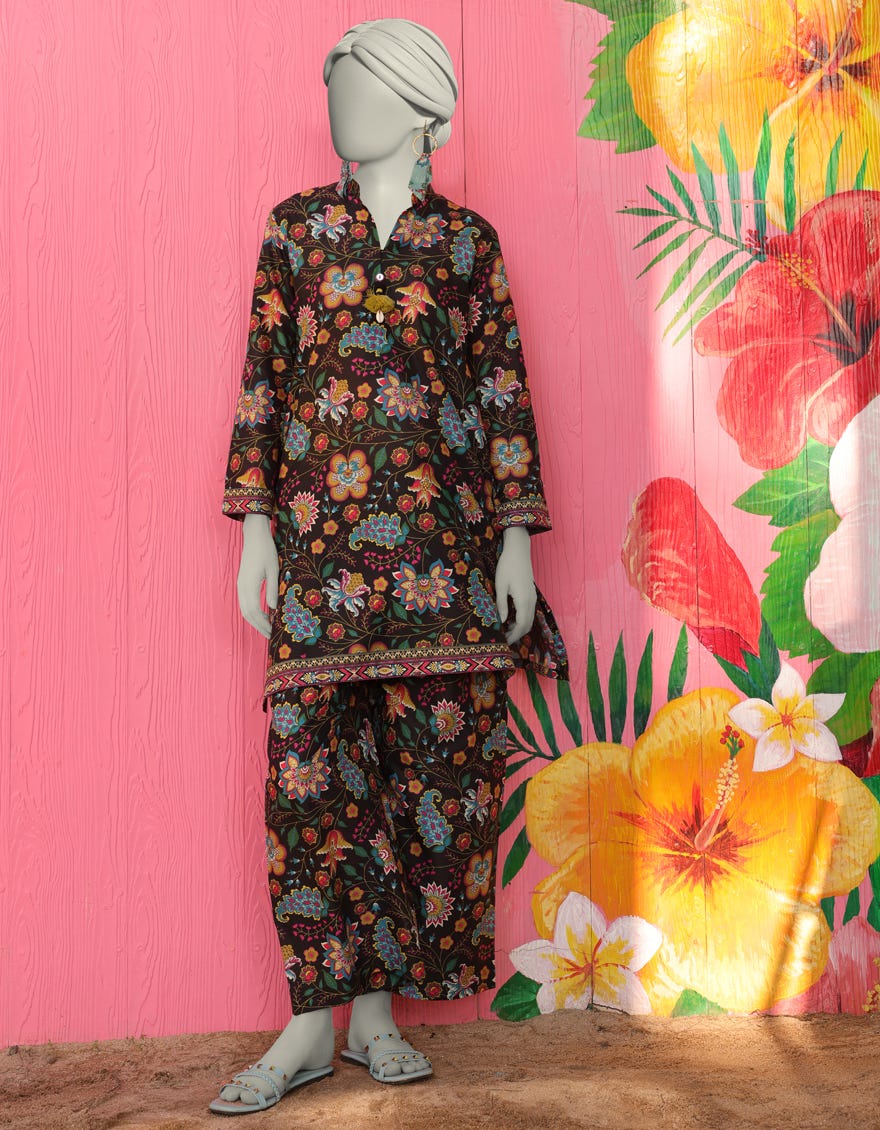 BLACK LAWN PRINTED KURTI | JJLK-S-JSS-25-303