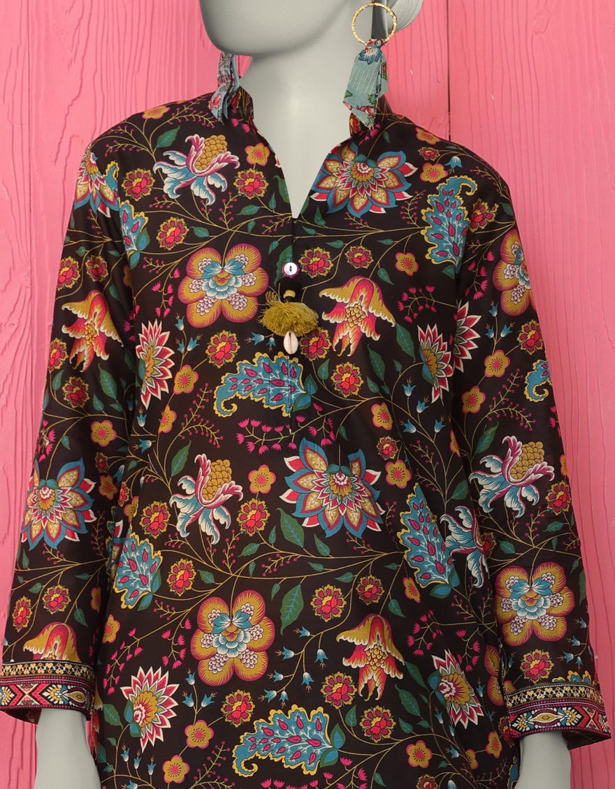 BLACK LAWN PRINTED KURTI | JJLK-S-JSS-25-303