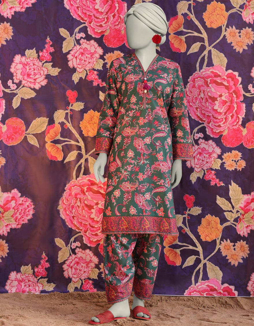 GREEN LAWN PRINTED KURTI | JJLK-S-JSS-25-304