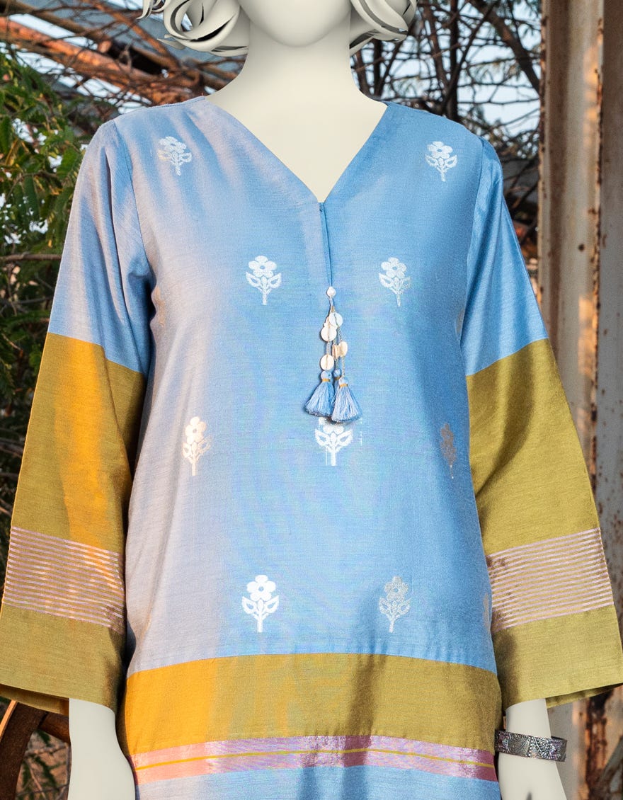 BLUE KHADDI DYED KURTI | JJLK-S-JSS-25-314