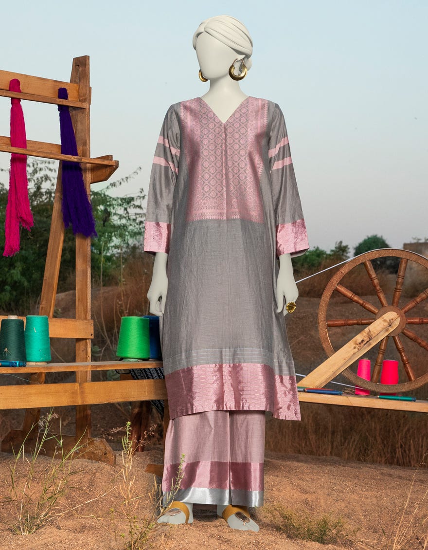 GREY KHADDI DYED KURTI | JJLK-S-JSS-25-315