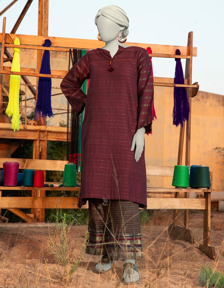 MAROON JACQUARD EMBROIDERED KURTI | JJLK-S-JSS-25-321