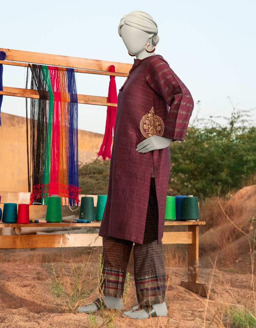 MAROON JACQUARD EMBROIDERED KURTI | JJLK-S-JSS-25-321