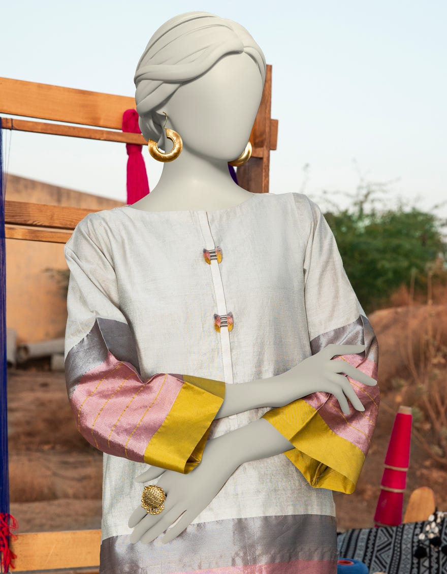 GREY JACQUARD EMBROIDERED KURTI | JJLK-S-JSS-25-324