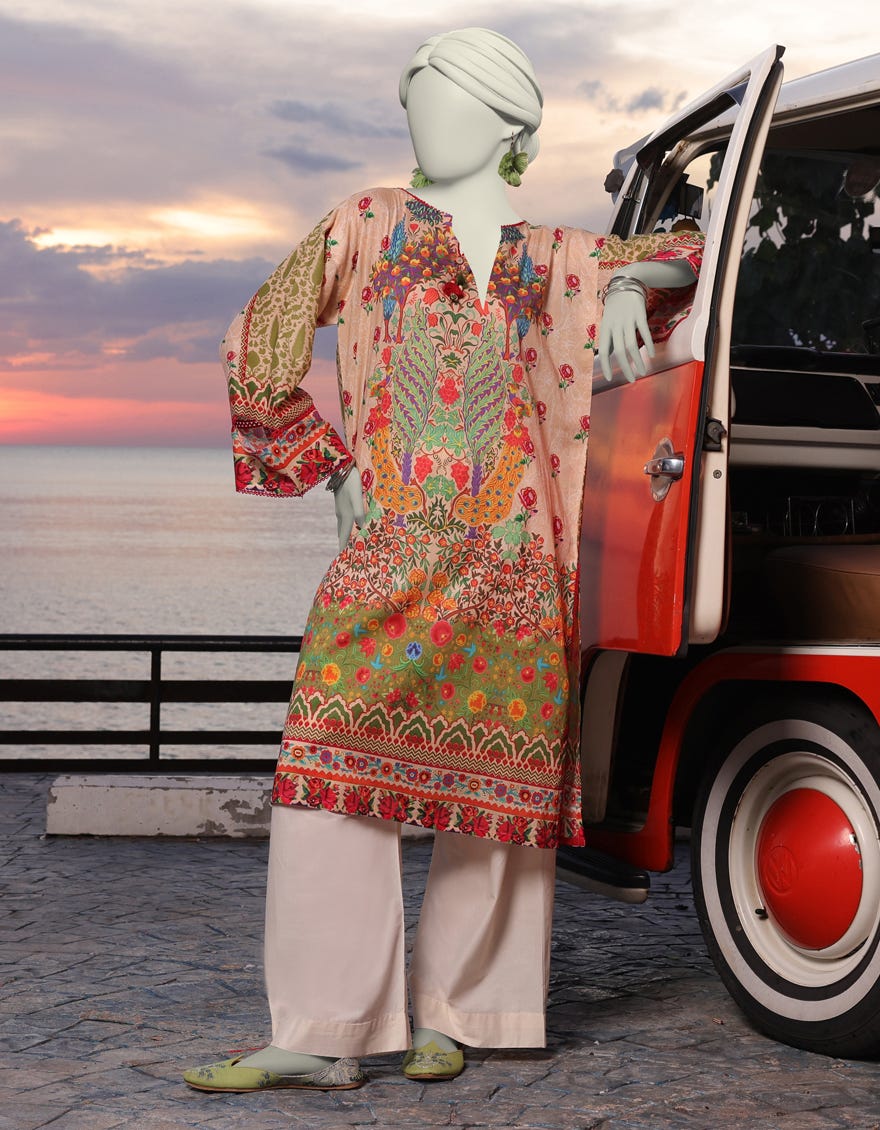 GREEN LAWN PRINTED KURTI | JJLK-S-JSS-25-328