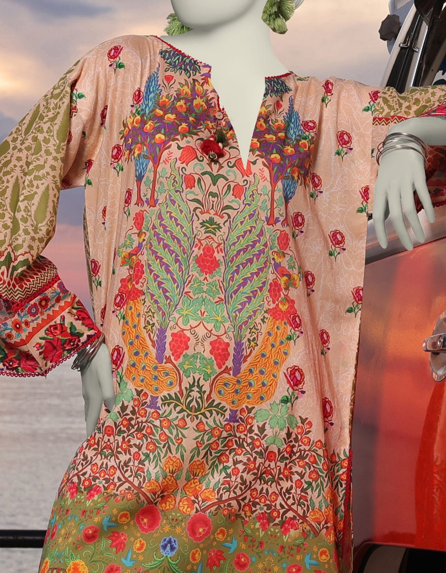 GREEN LAWN PRINTED KURTI | JJLK-S-JSS-25-328