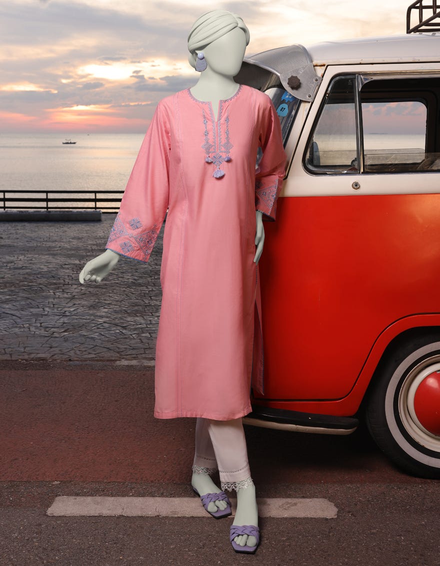 PINK LAWN EMBROIDERED KURTI | JJLK-S-JSS-25-342
