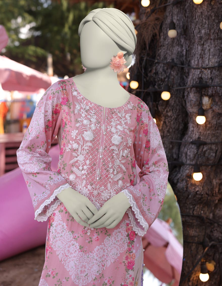 PEACH LAWN EMBROIDERED KURTI | JJLK-S-JSS-25-347