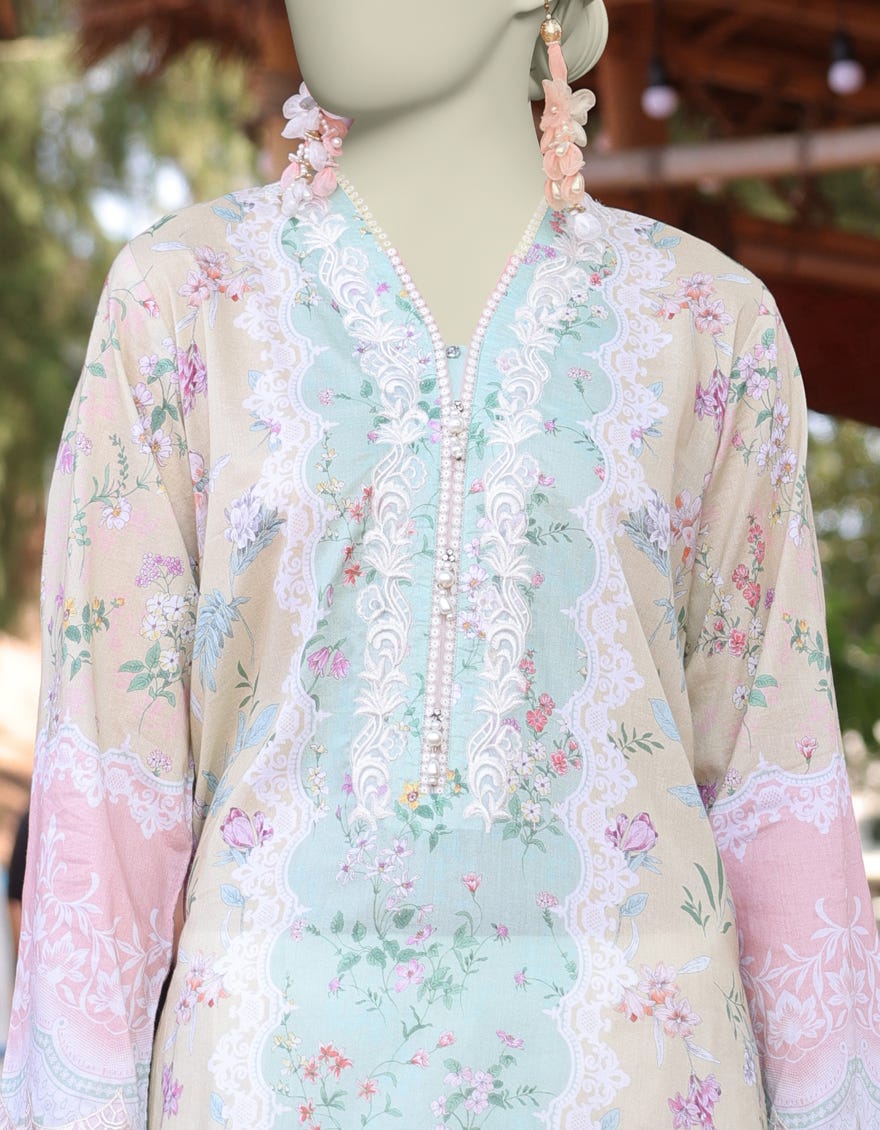 MULTICOLOR LAWN EMBROIDERED KURTI | JJLK-S-JSS-25-348
