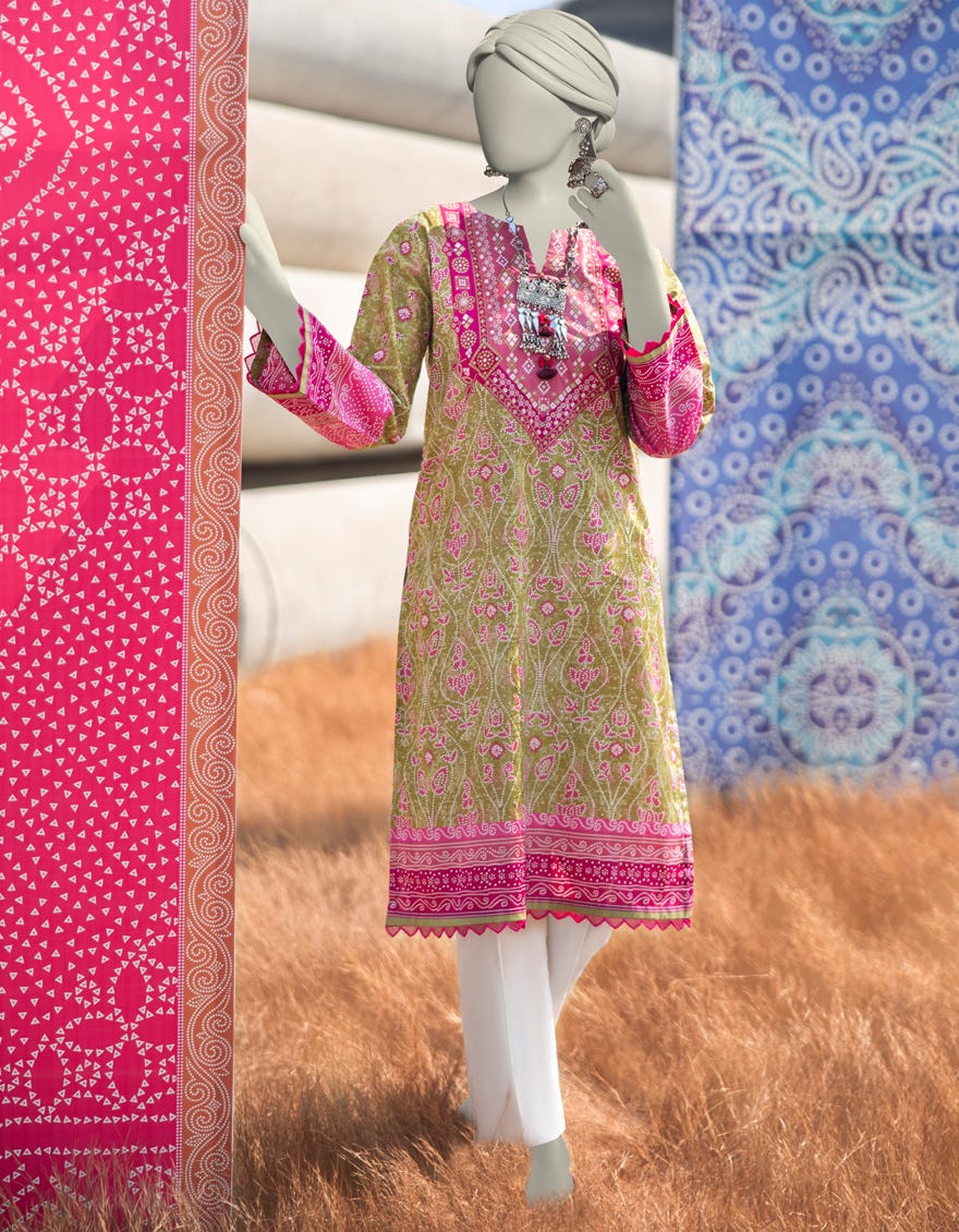 GREEN LAWN PRINTED KURTI | JJLK-S-JSS-25-353