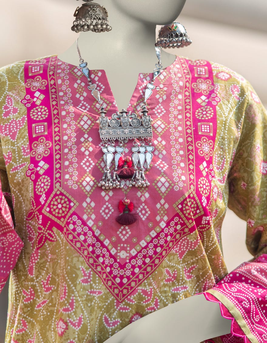 GREEN LAWN PRINTED KURTI | JJLK-S-JSS-25-353