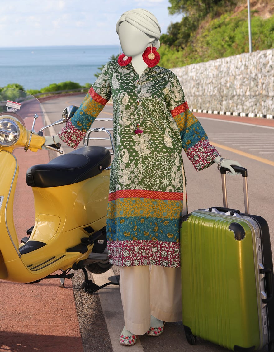 GREEN LAWN PRINTED KURTI | JJLK-S-JSS-25-359