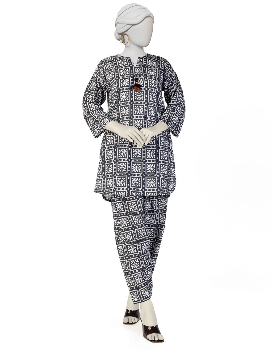 BLACK LAWN PRINTED KURTI