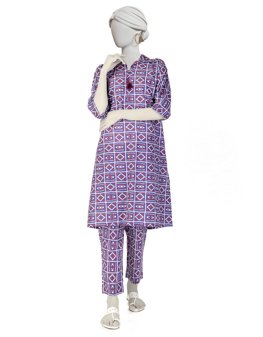 PURPLE LAWN PRINTED KURTI