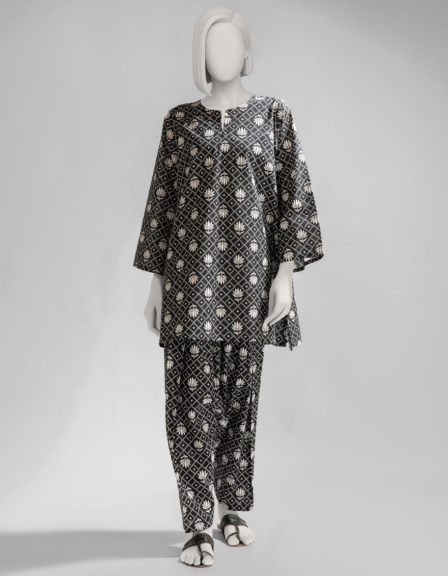 BLACK LAWN PRINTED KURTI