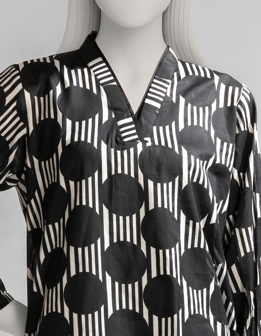 BLACK LAWN PRINTED KURTI