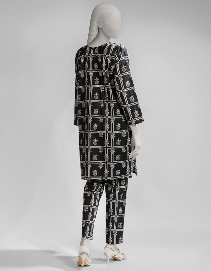 BLACK LAWN PRINTED KURTI