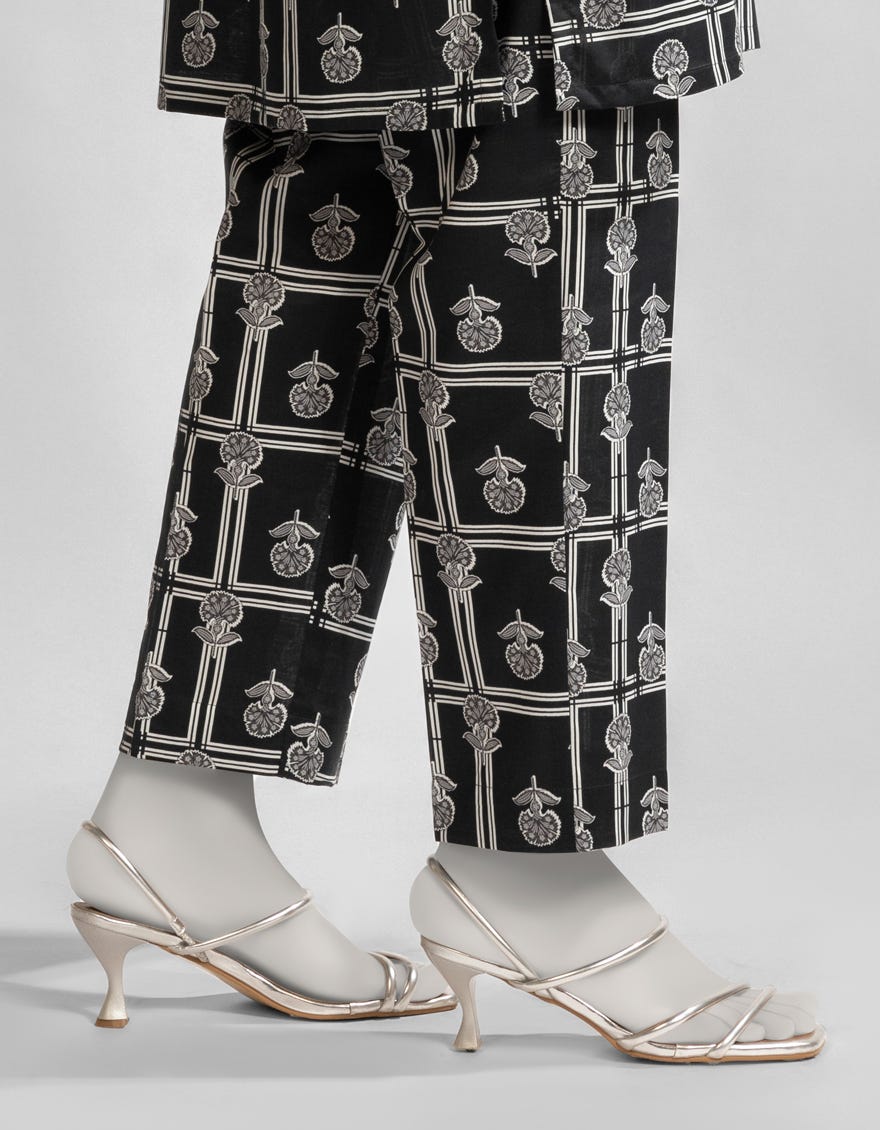 BLACK LAWN PRINTED TROUSERS