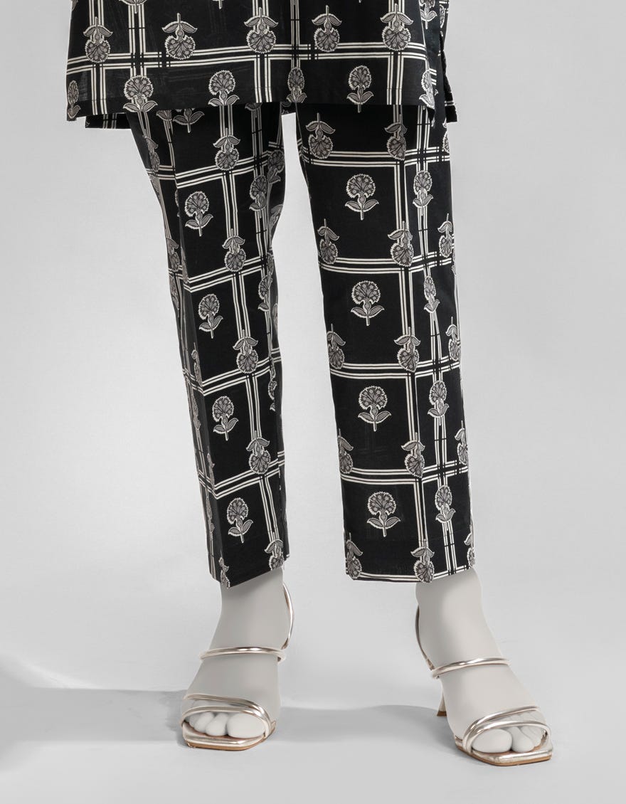BLACK LAWN PRINTED TROUSERS