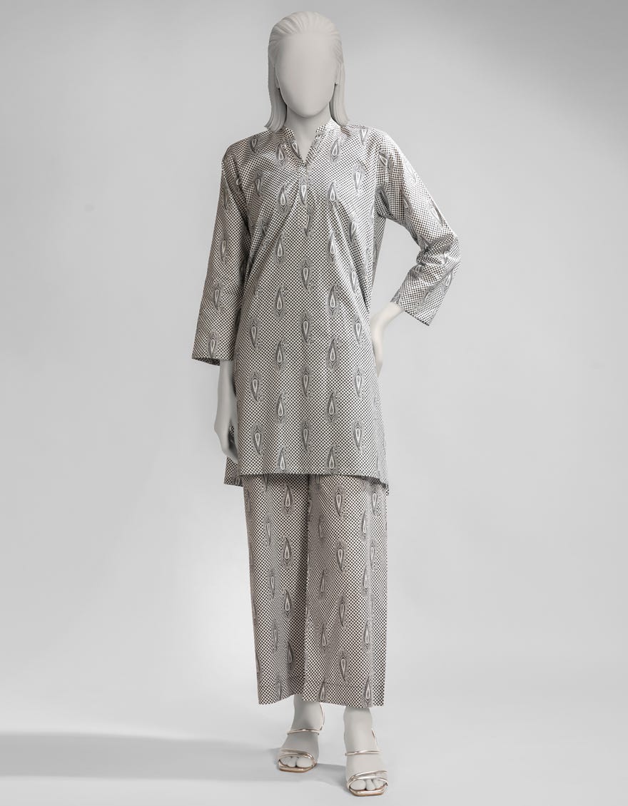 WHITE DYED PRINTED KURTI