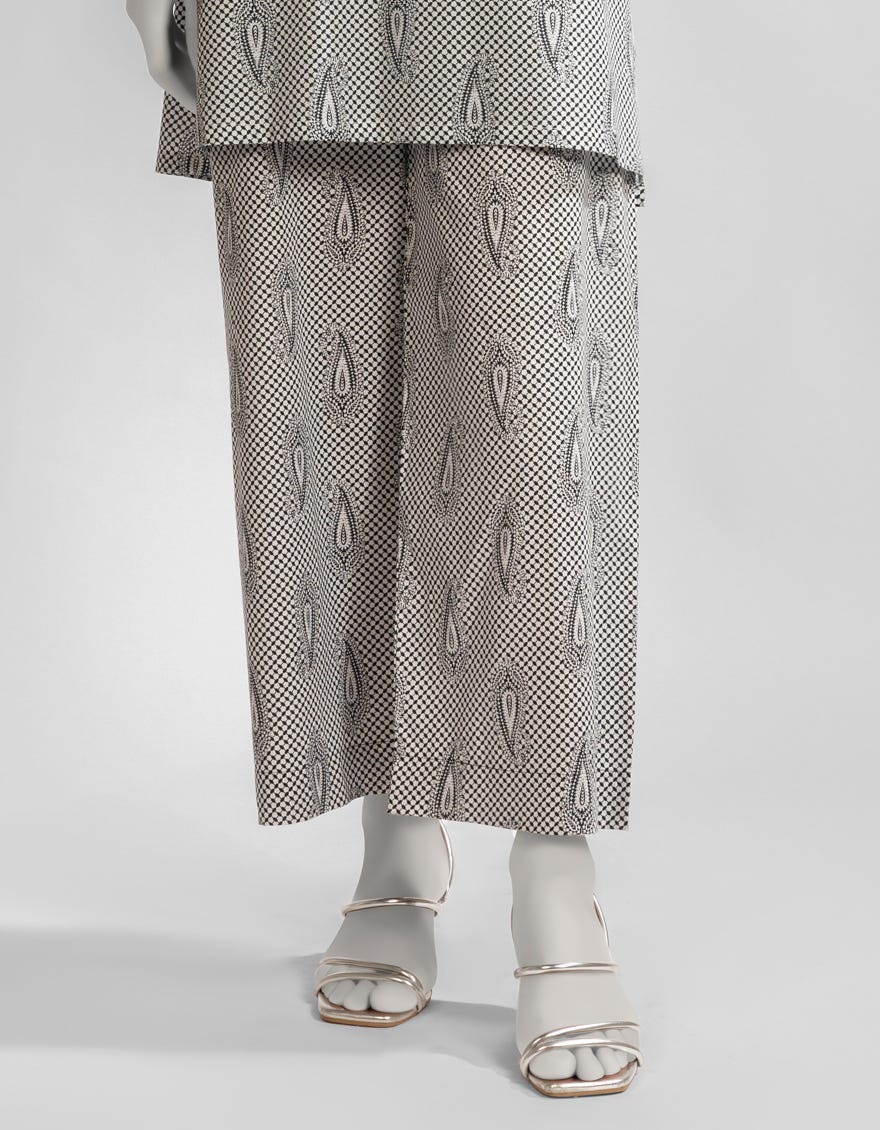 WHITE LAWN PRINTED TROUSERS