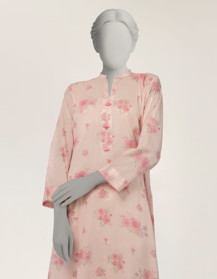 PINK LAWN PRINTED KURTI