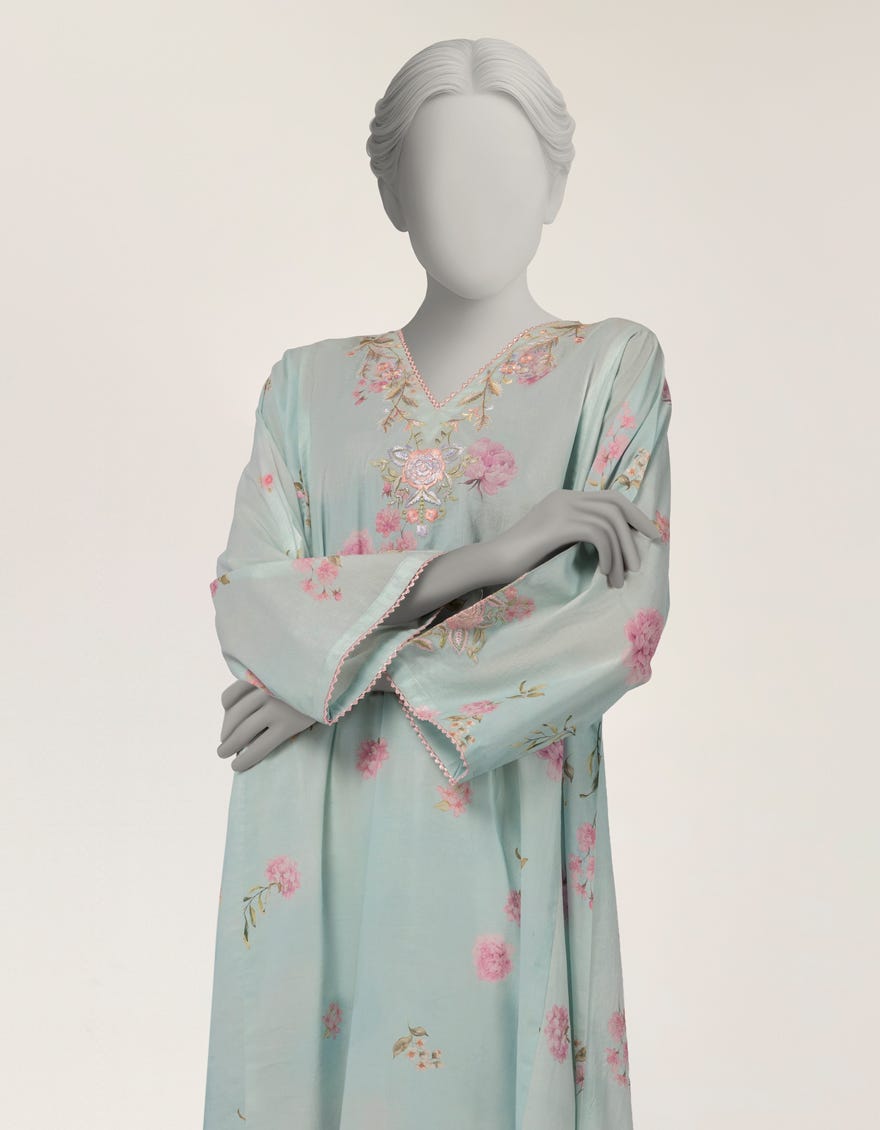 BLUE LAWN PRINTED KURTI