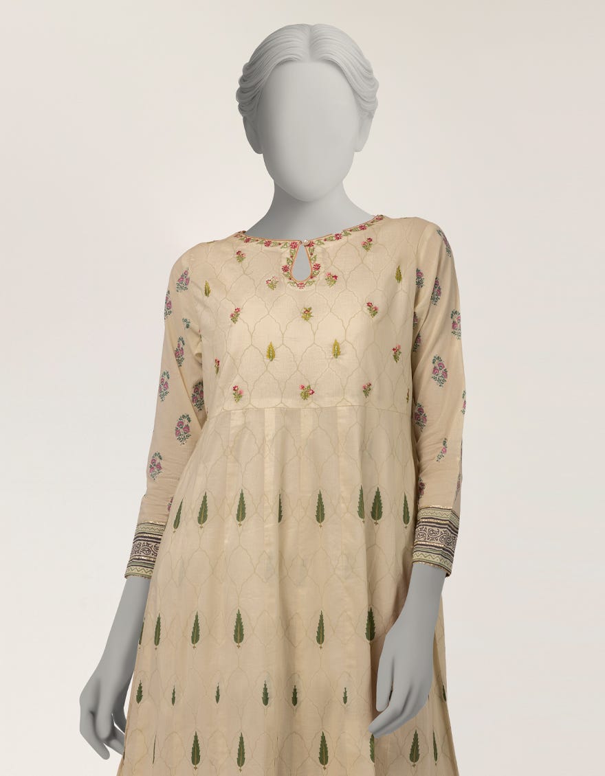 IVORY LAWN EMBROIDERED KURTI