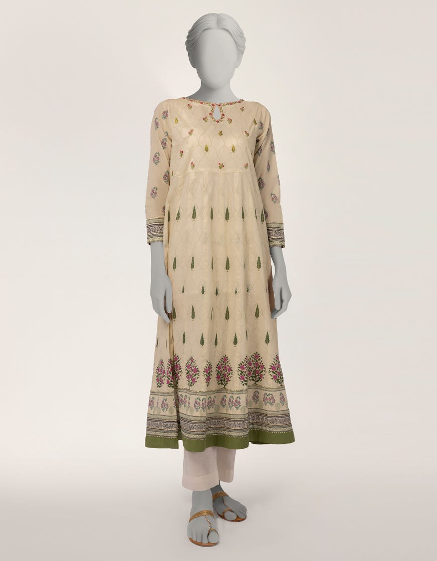 IVORY LAWN EMBROIDERED KURTI
