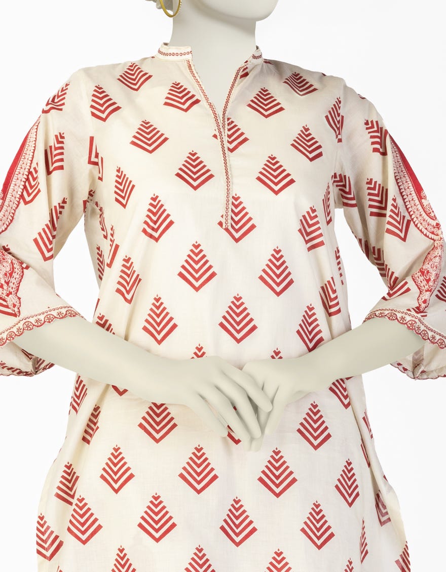 OFF WHITE LAWN EMBROIDERED 2PC STITCHED